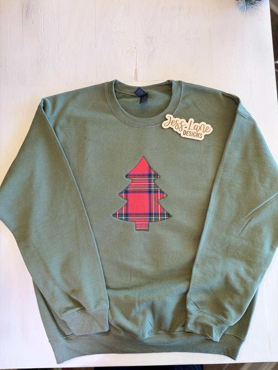Embroidered Plaid Christmas Tree Sweatshirt or T-Shirt 
