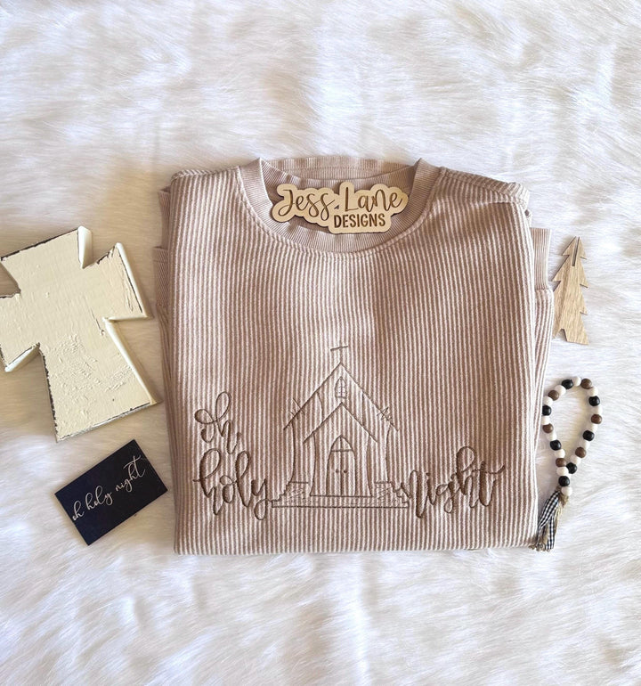 Oh Holy Night Embroidered Sweatshirt or T-Shirt 