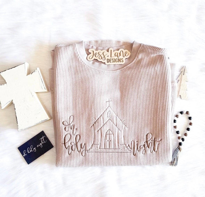 Oh Holy Night Embroidered Sweatshirt or T-Shirt 