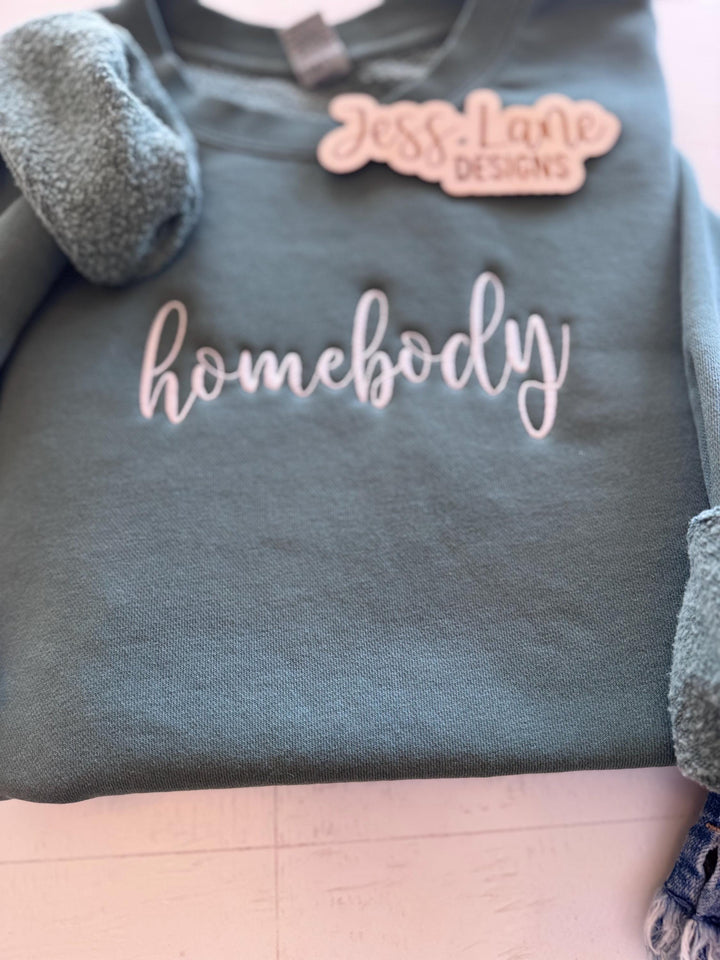 Homebody Embroidered Sweatshirt | Cozy Minimalist Crewneck | Neutral Homebody Pullover | Cozy Gift for Her | Simple Loungewear Sweatshirt