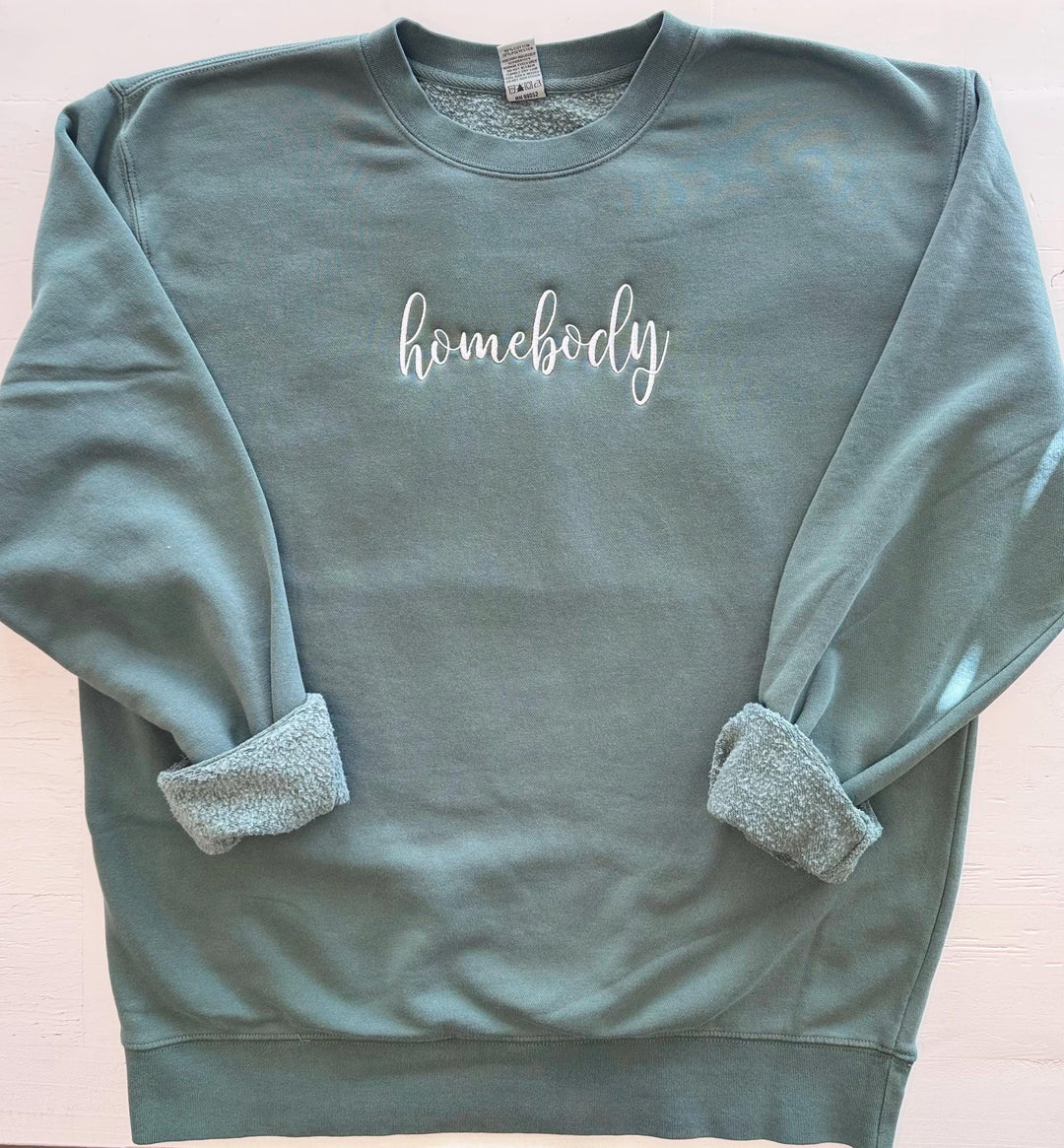 Homebody Embroidered Sweatshirt | Cozy Minimalist Crewneck | Neutral Homebody Pullover | Cozy Gift for Her | Simple Loungewear Sweatshirt