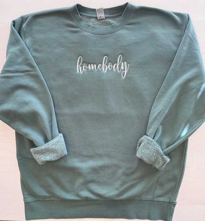 Homebody Embroidered Sweatshirt | Cozy Minimalist Crewneck | Neutral Homebody Pullover | Cozy Gift for Her | Simple Loungewear Sweatshirt