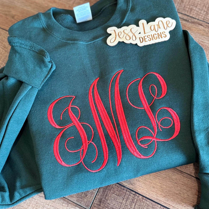 monogrammed initial sweatshirt. embroidered initials