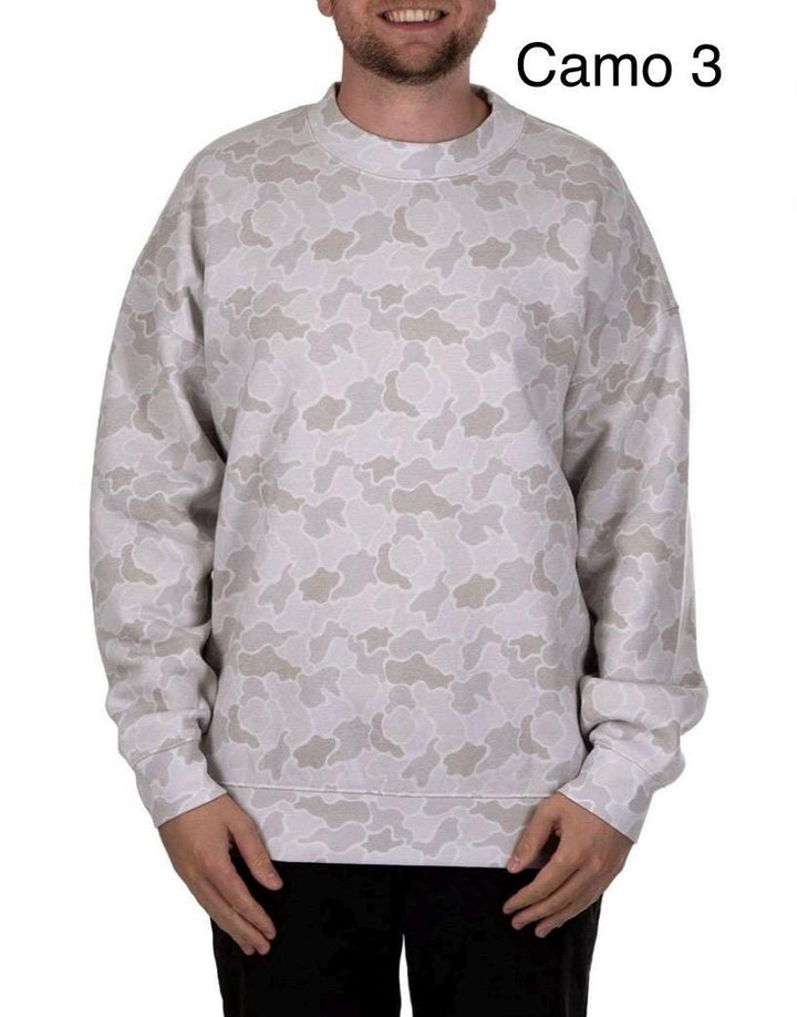 Monogram Camo Sweatshirt for Women, Left Chest Initial, Personalized Cursive Monogram, Oversized Pullover, Gift for Her