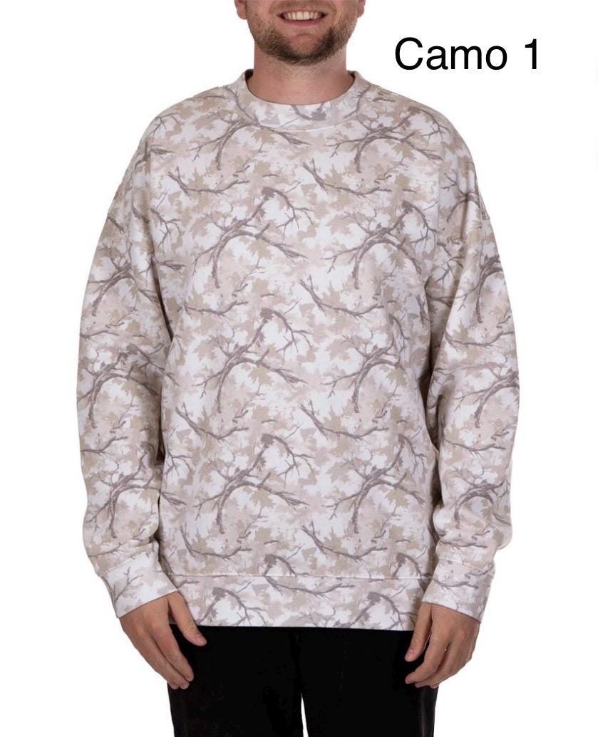 Monogram Camo Sweatshirt for Women, Left Chest Initial, Personalized Cursive Monogram, Oversized Pullover, Gift for Her