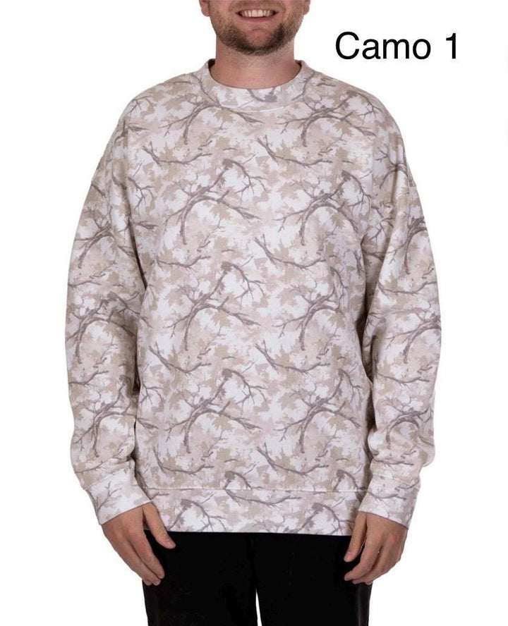 Monogram Camo Sweatshirt for Women, Left Chest Initial, Personalized Cursive Monogram, Oversized Pullover, Gift for Her