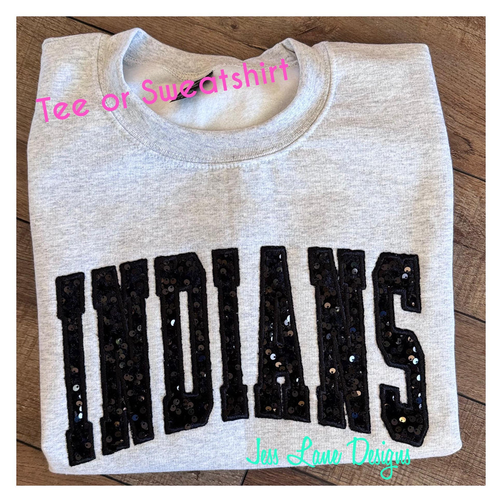 Indians Sequin Gameday Shirt, Embroidered Team Sweatshirt or Tee, School Spirit Football Shirt