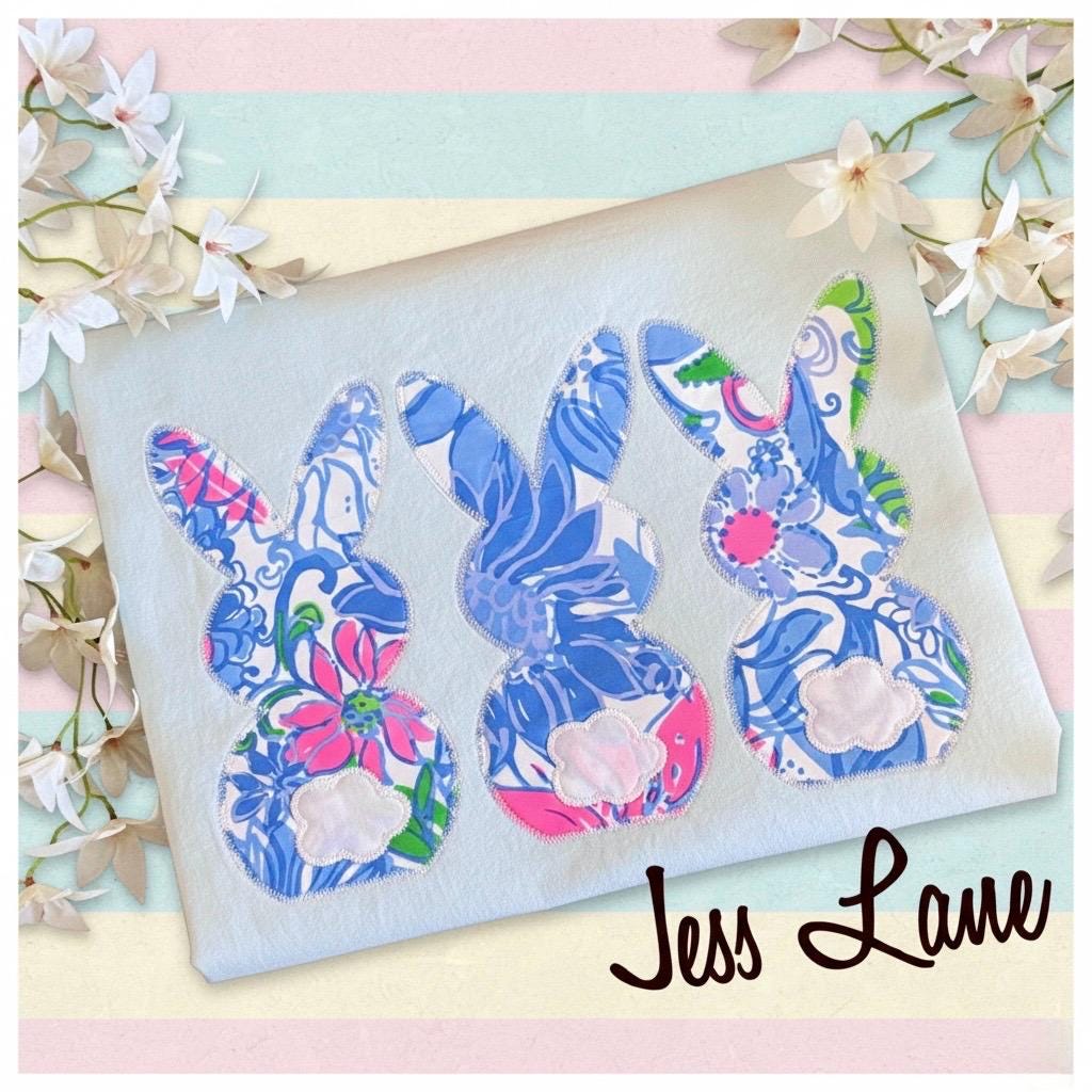 Embroidered Bunny Shirt, Easter Bunny Tee or Sweatshirt, Spring Embroidered Shirt, Preppy Bunny Applique, Pastel Easter Shirt