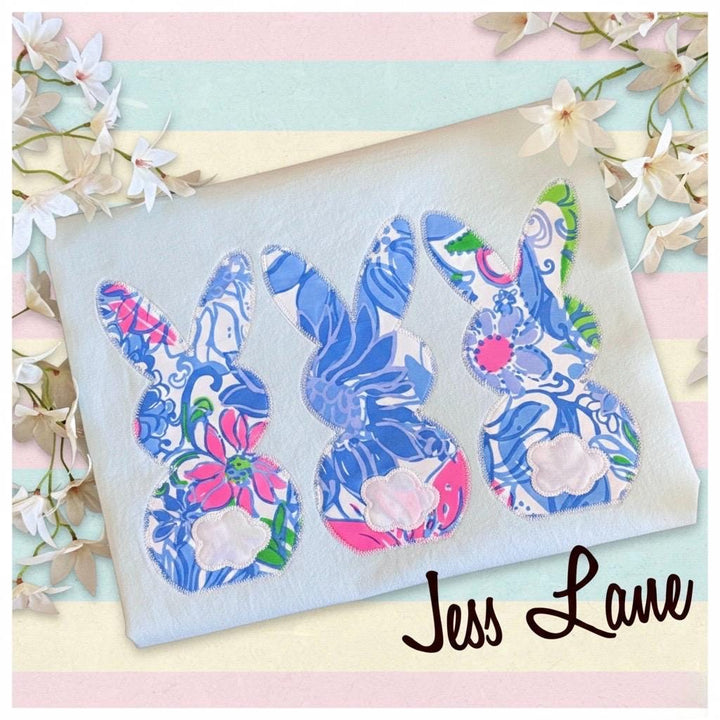 Embroidered Bunny Shirt, Easter Bunny Tee or Sweatshirt, Spring Embroidered Shirt, Preppy Bunny Applique, Pastel Easter Shirt