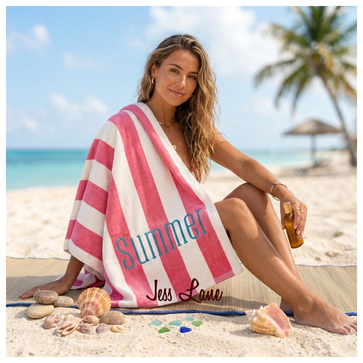 Embroidered Beach Towel | Monogrammed Beach Towel | Custom Beach Towel | Summer Beach Towel | Vacation Towel | Kids Custom Beach Towel