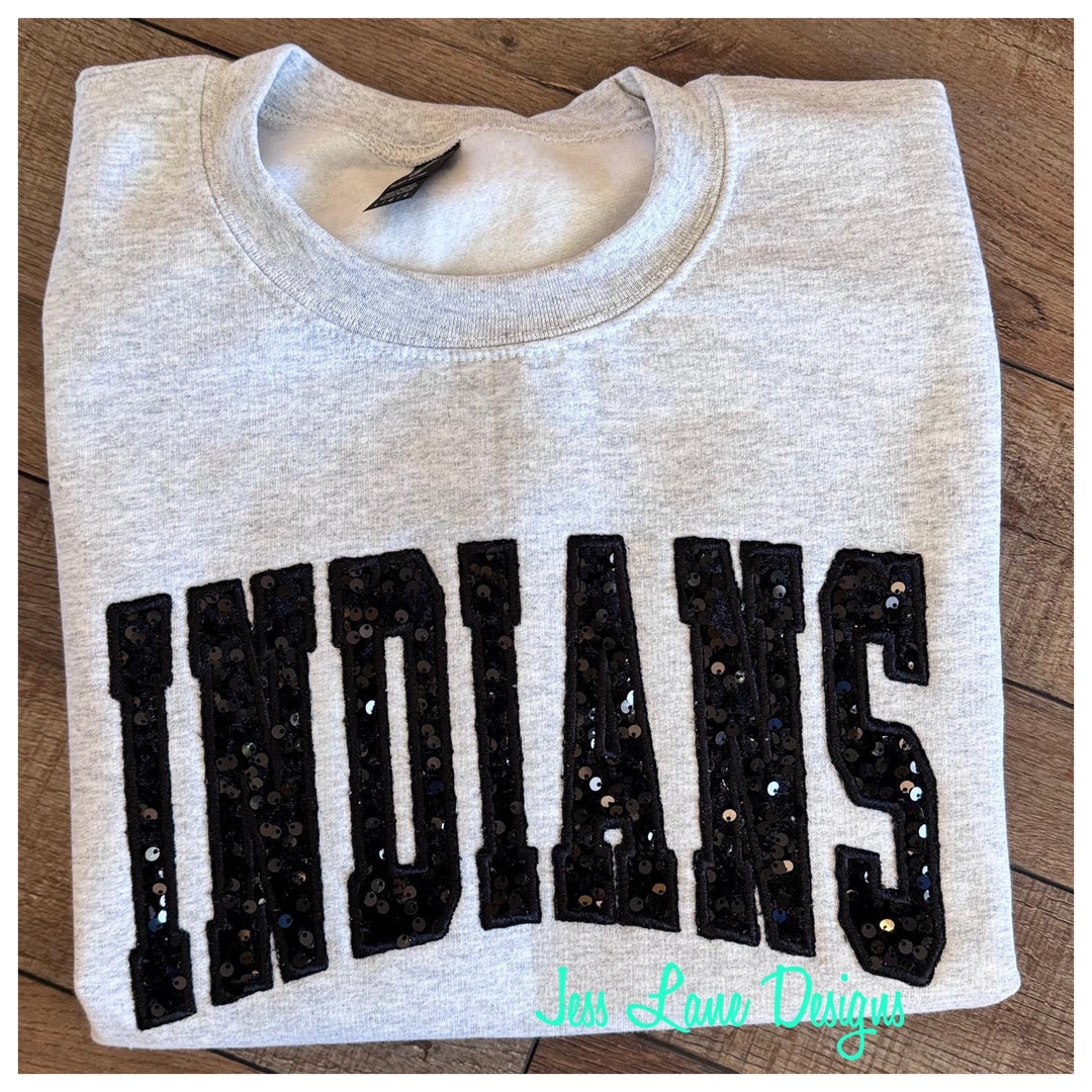 Indians Sequin Gameday Shirt, Embroidered Team Sweatshirt or Tee, School Spirit Football Shirt