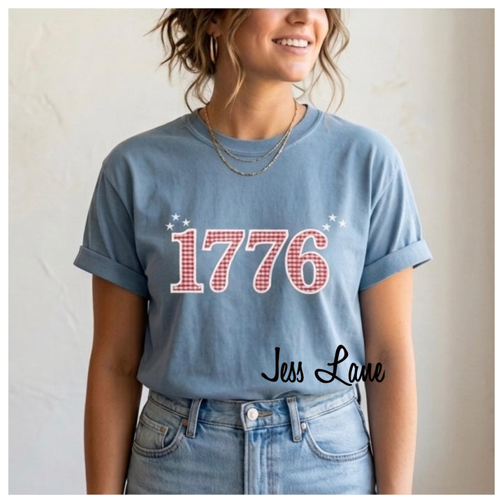 1776 Embroidered Shirt, Patriotic Embroidered Tee or Sweatshirt, Americana Outfit, 4th of July Shirt, Vintage USA Shirt