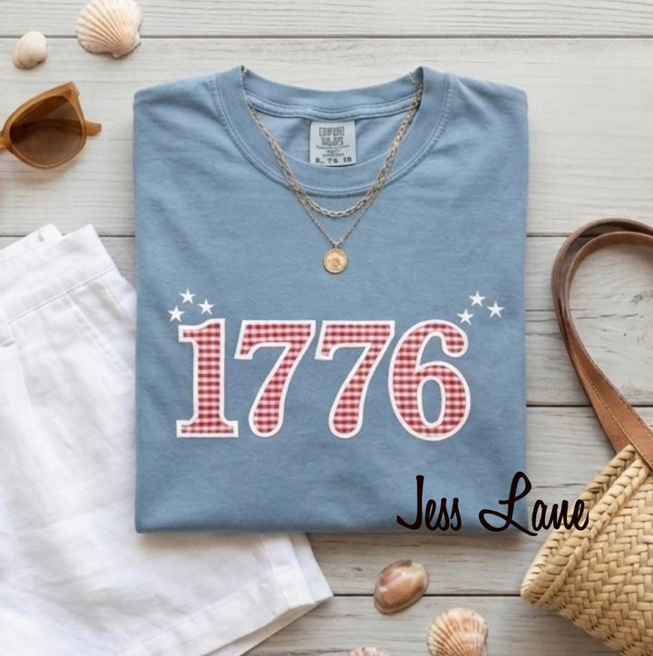 1776 Embroidered Shirt, Patriotic Embroidered Tee or Sweatshirt, Americana Outfit, 4th of July Shirt, Vintage USA Shirt