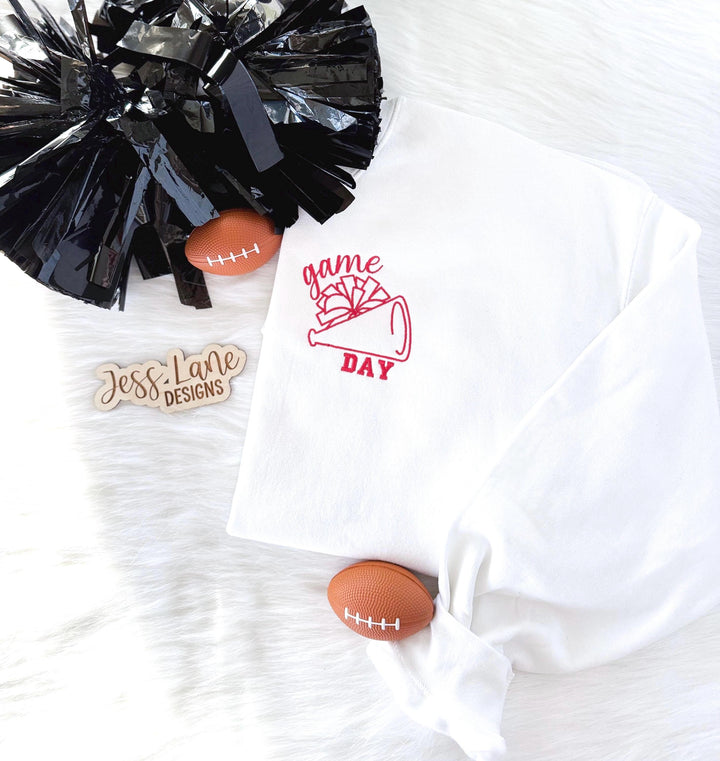 Embroidered Gameday Cheer Sweatshirt | Custom Cheer Crewneck | Personalized School Spirit Sweatshirt | Football Cheer Gift