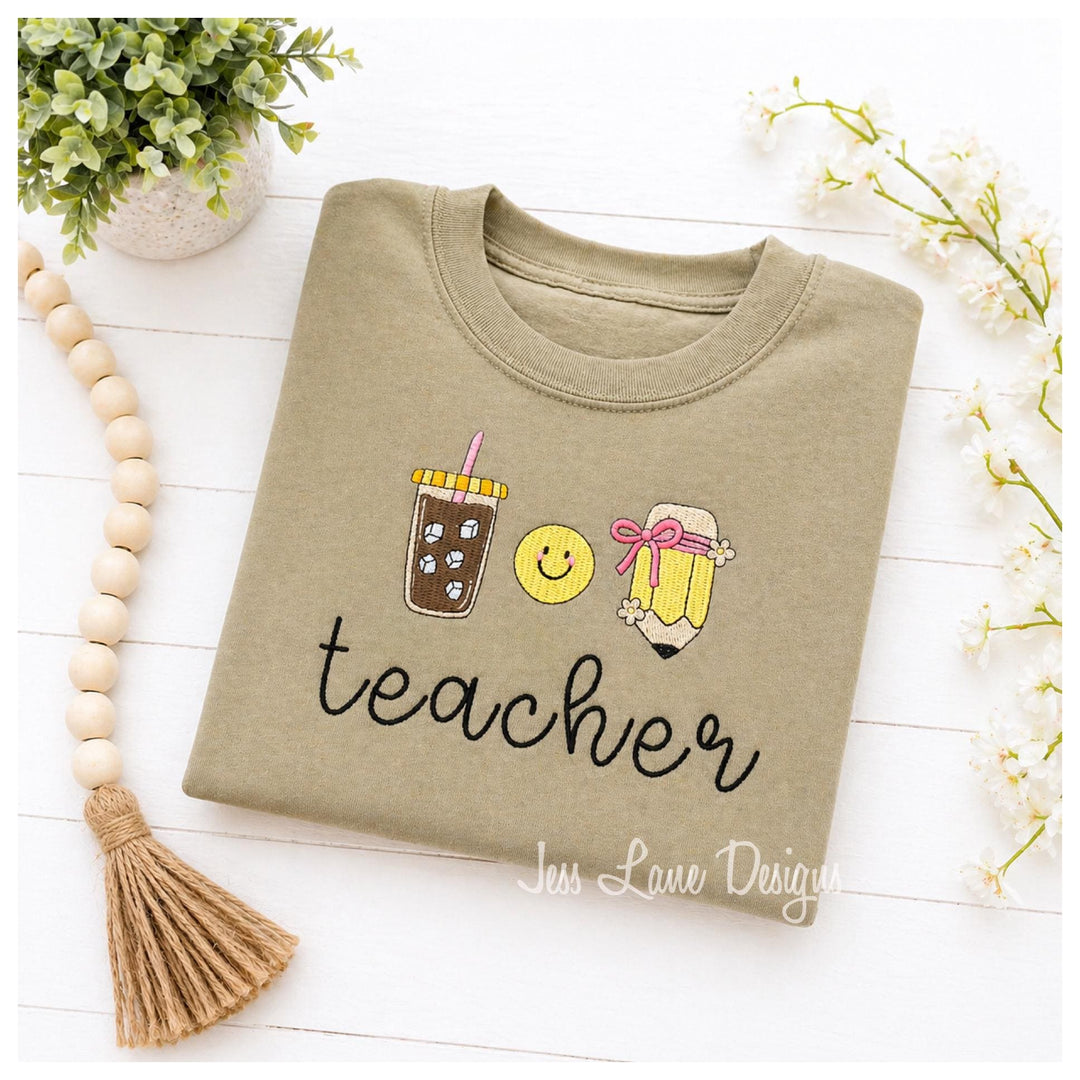 teacher embroidered comfort colors shirt