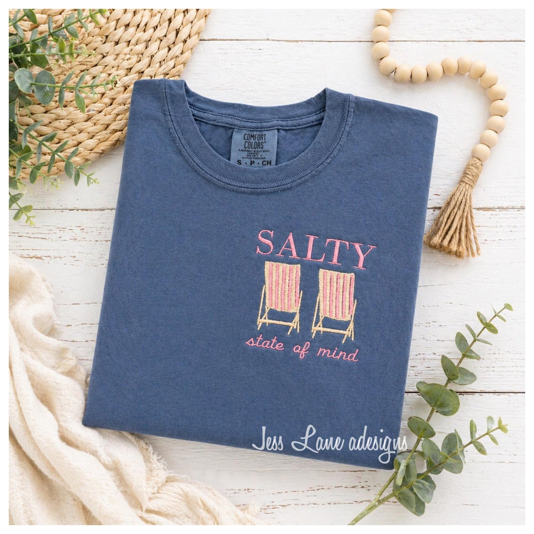 salty beach chair embroidered shirt