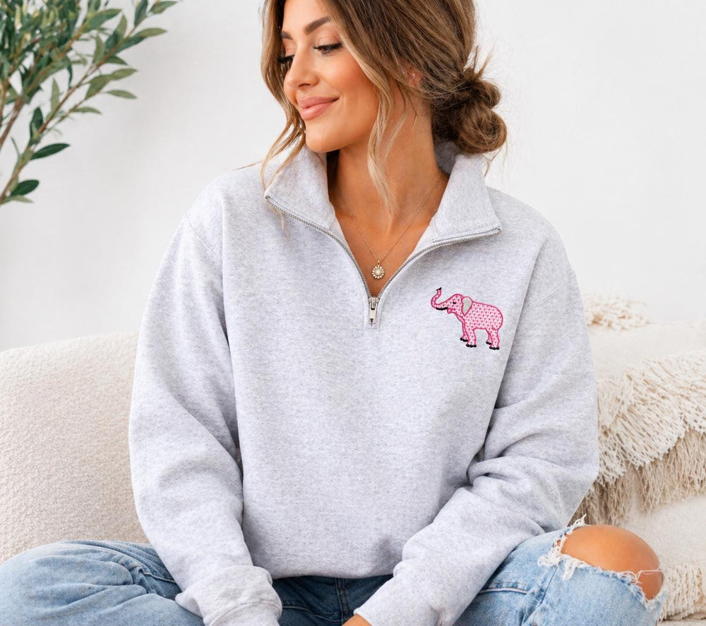 Elephant Mascot Embroidered Pullover | Game Day Embroidery | GameDay Outfit For Moms | College Spirit Top | Custom Embroidered Sweatshirt