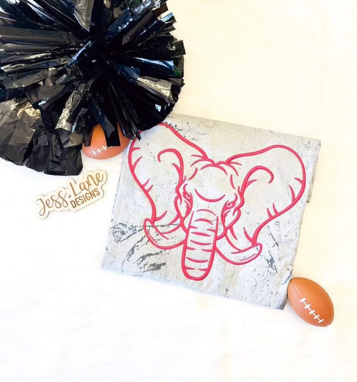 embroidered elephant shirt. elephant mascot tee.
