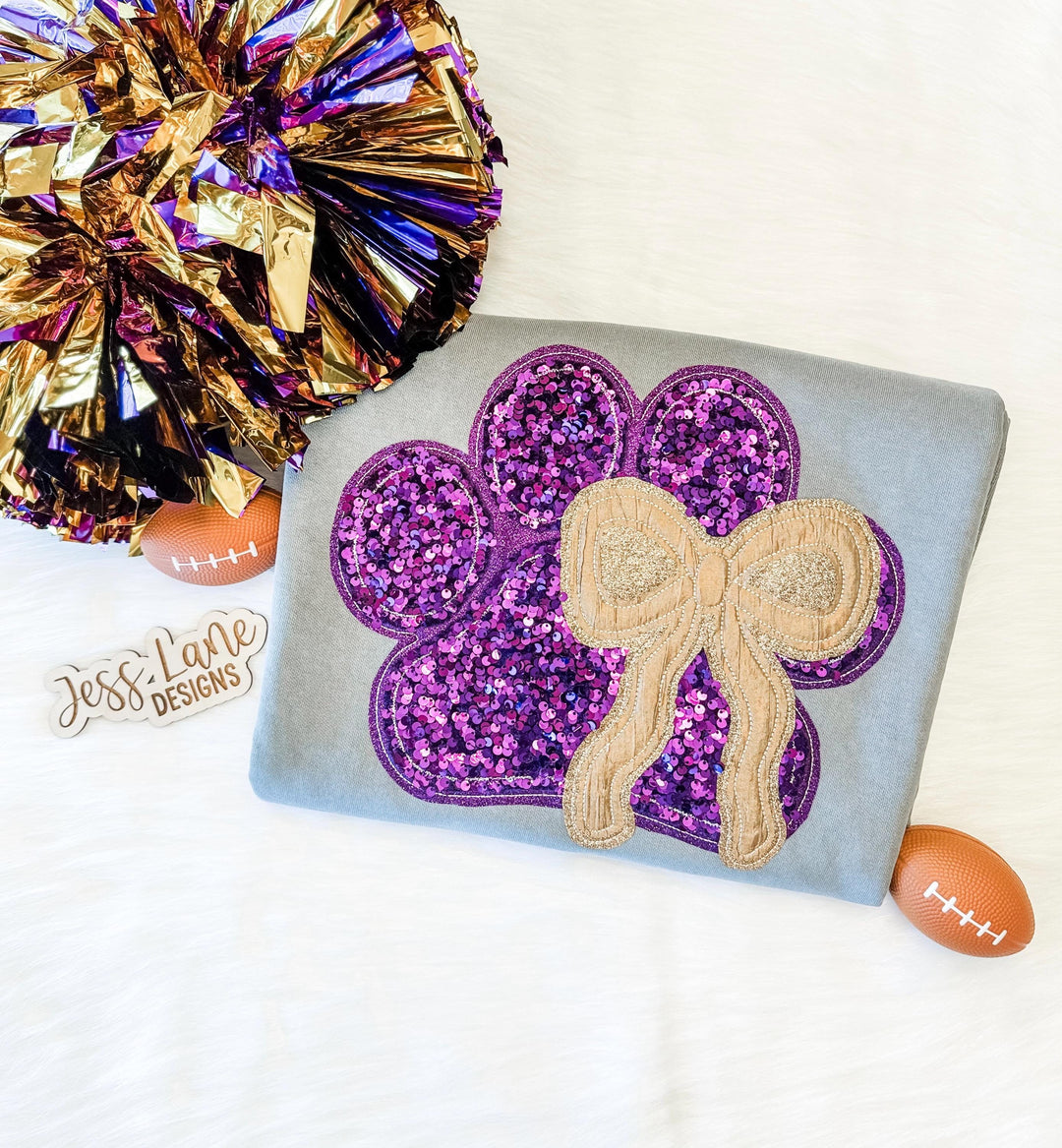 embroidered sequin paw and bow sweatshirt. team spirit sweatshirt. gameday embroidery Amazon