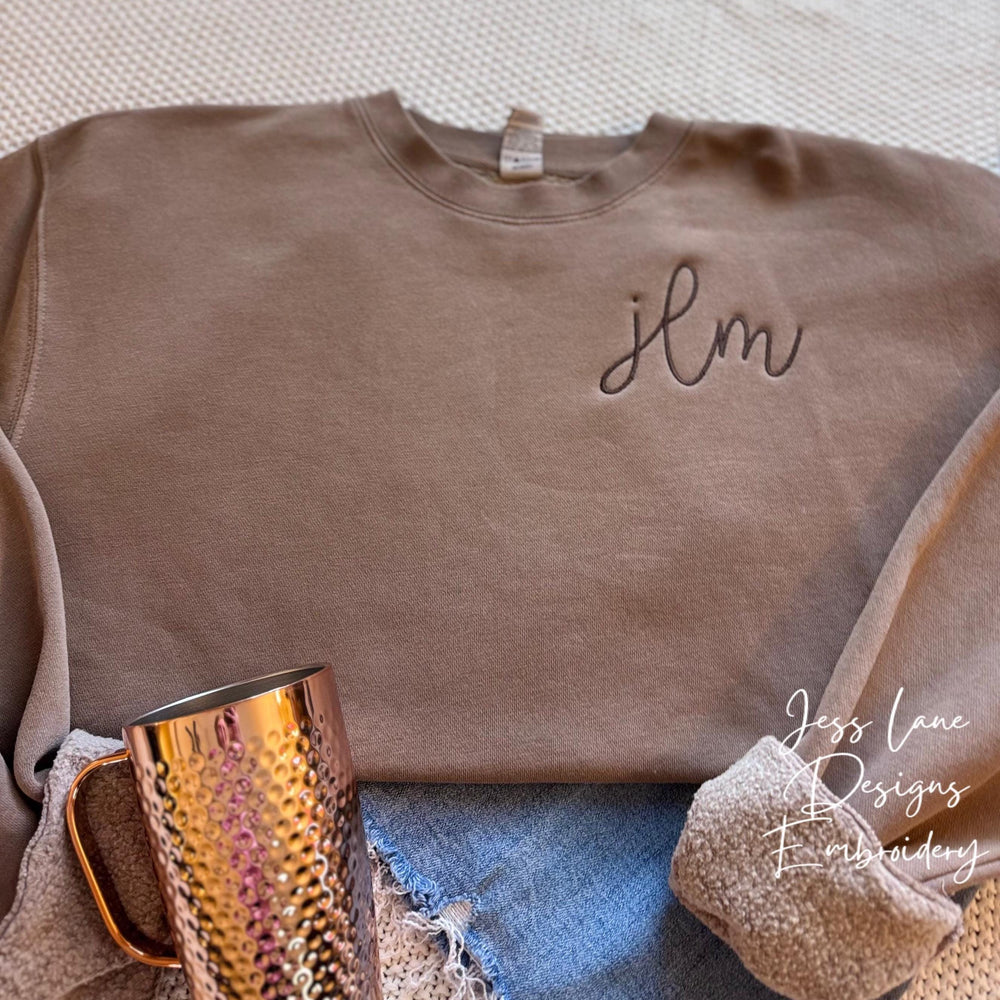 Personalized Embroidered Monogram Sweatshirt | Left Chest Initial Sweatshirt | Custom Independent Trading Crewneck for Women