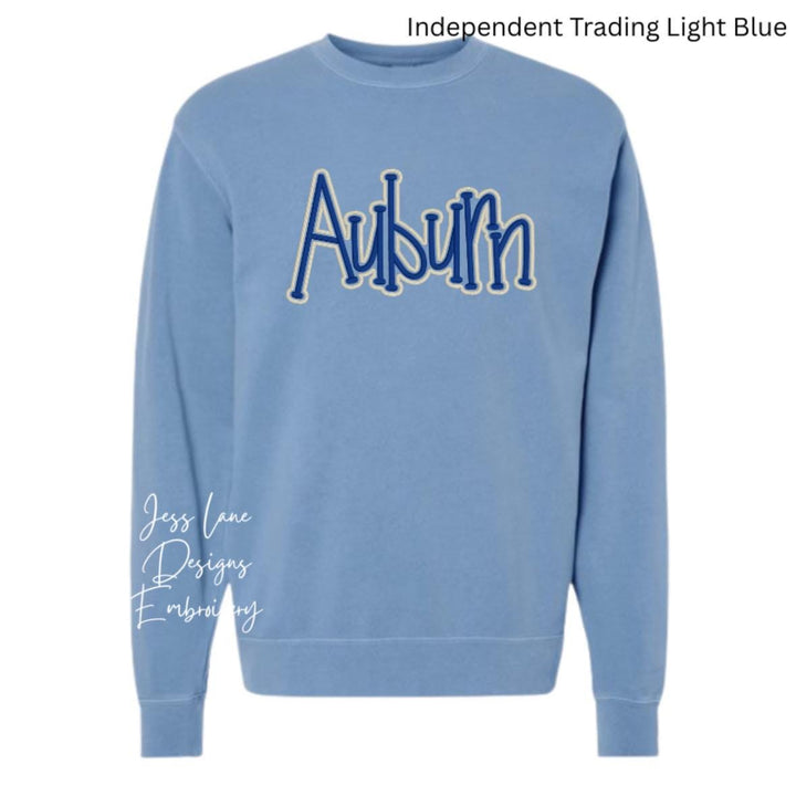 Auburn Puff Embroidered Sweatshirt | Cozy Vintage Style Crewneck | Boutique Embroidery Gift for Women
