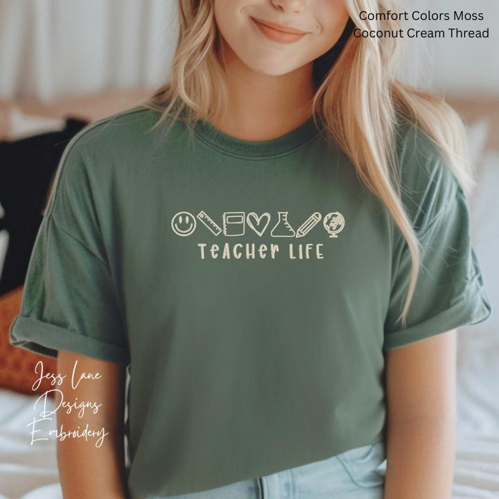 Teacher Life Embroidered Sweatshirt | Cute Teacher Crewneck | Teacher Gift | Embroidered Teacher Sweatshirt | Back to School