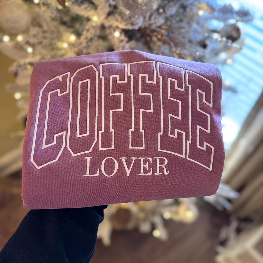 coffee lover embroidered sweatshirt on an independent trading crewneck.