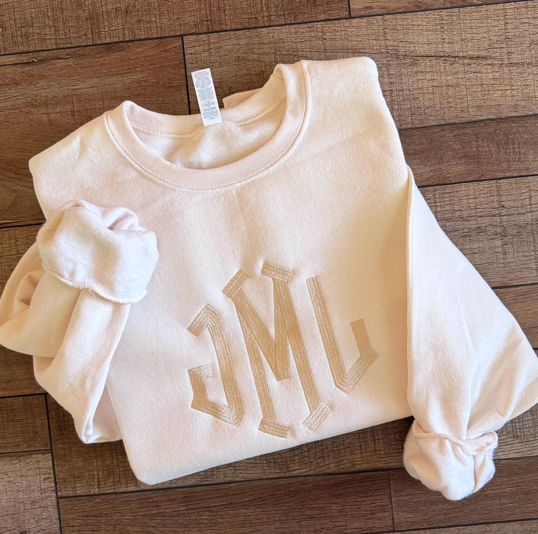 Monogrammed Sweatshirt for Women, Tone on Tone Crewneck, Embroidered Initial Sweater, Personalized Soft Comfy Pullover, Gift Idea For Her