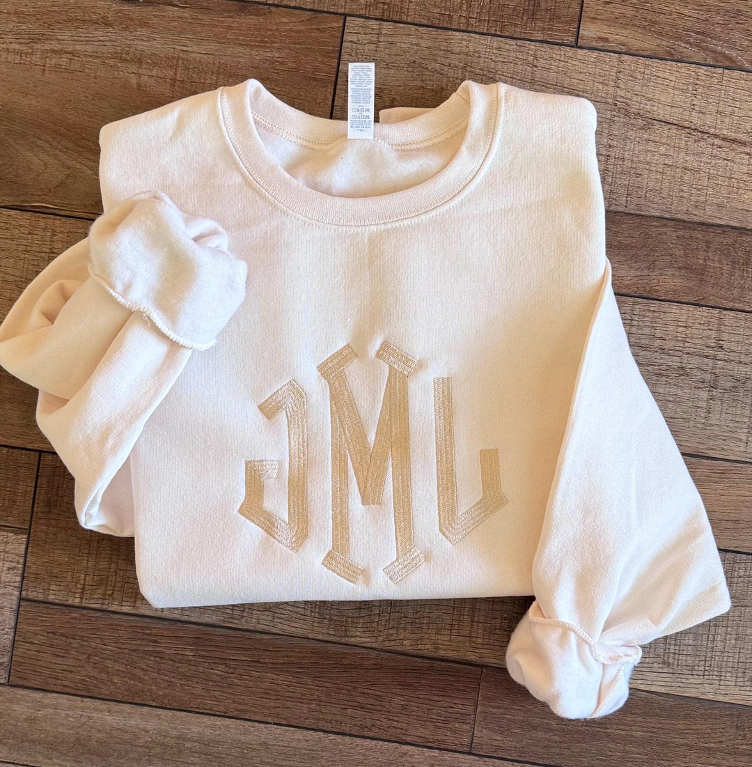 Monogrammed Sweatshirt for Women, Tone on Tone Crewneck, Embroidered Initial Sweater, Personalized Soft Comfy Pullover, Gift Idea For Her