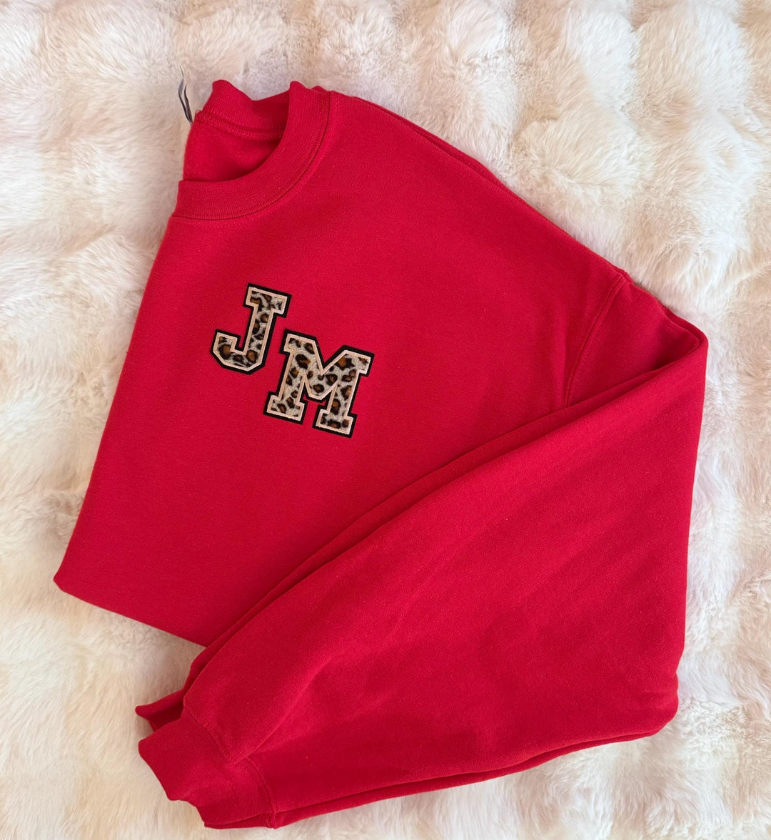 Personalized Leopard Monogram Sweatshirt | Chenille Initial Crewneck