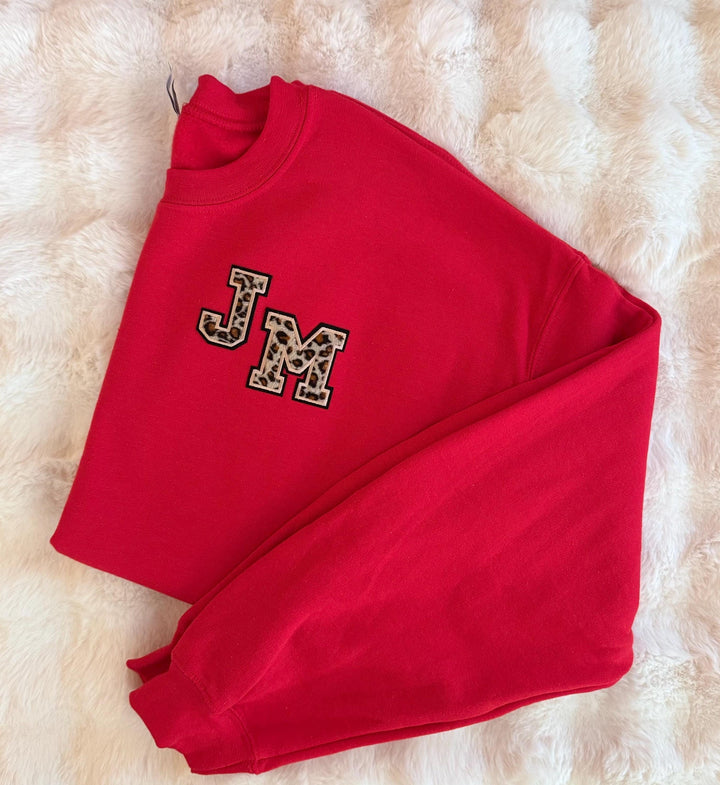 Personalized Leopard Monogram Sweatshirt | Chenille Initial Crewneck