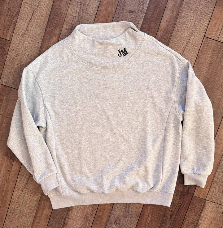 Monogram Sweatshirt for Women, Personalized Mock Neck Pullover, Embroidered Initial Sweatshirt, Monogrammed Mockneck Sweater for Her