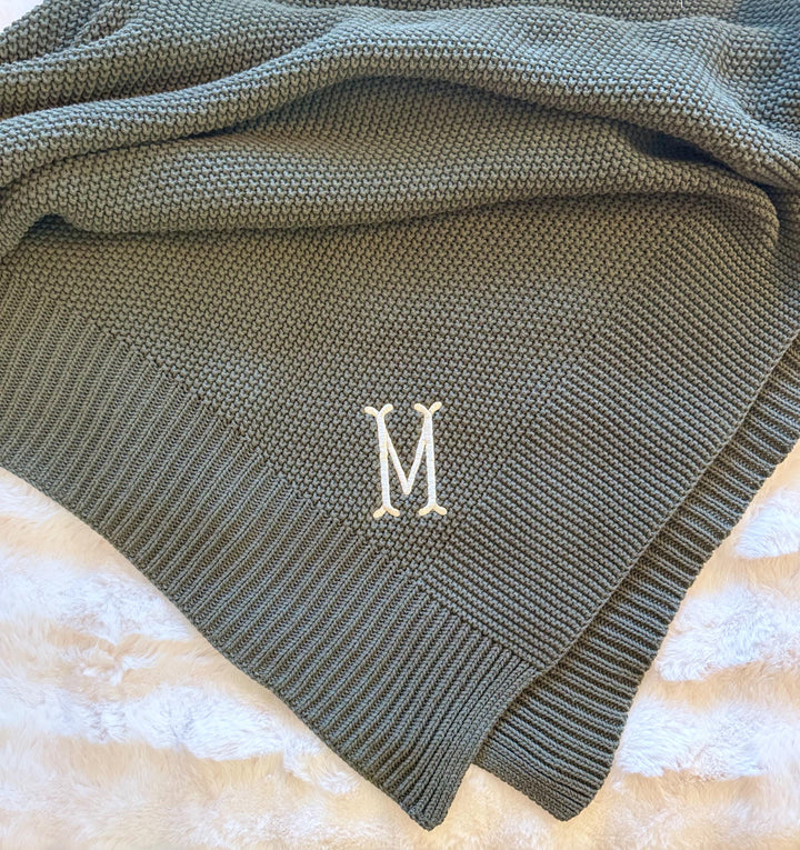 Personalized Monogram Blanket, Embroidered Initial Throw Blanket, Christmas Gift, Housewarming Gift for Her