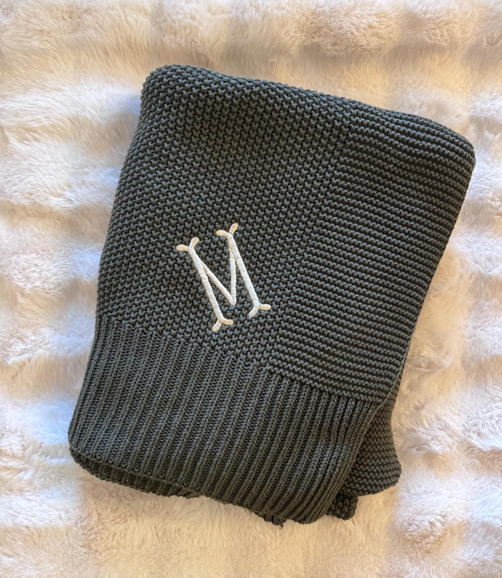 Personalized Monogram Blanket, Embroidered Initial Throw Blanket, Christmas Gift, Housewarming Gift for Her