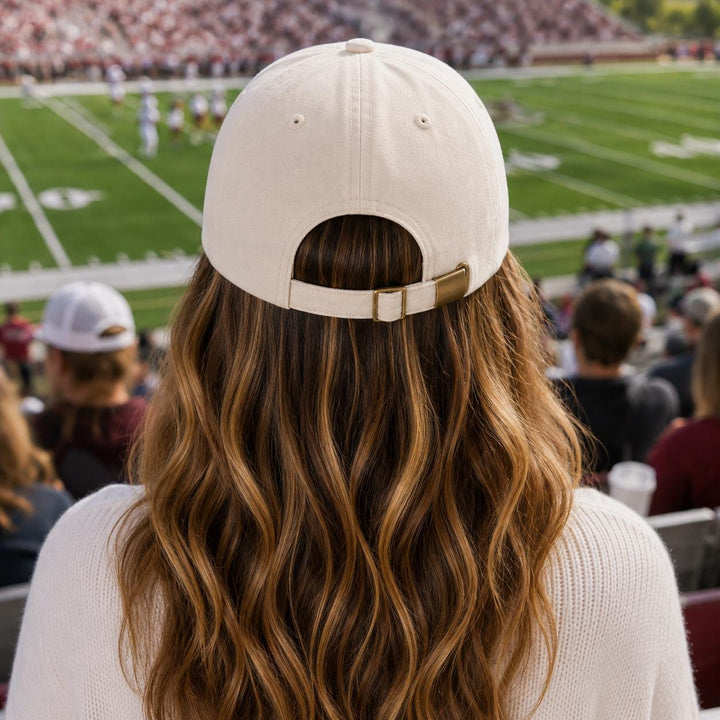 Off Center Chenille Patch Game Day & Football Baseball Cap – Adjustable Cotton Hat | Gameday Tailgate Outfit Accessory
