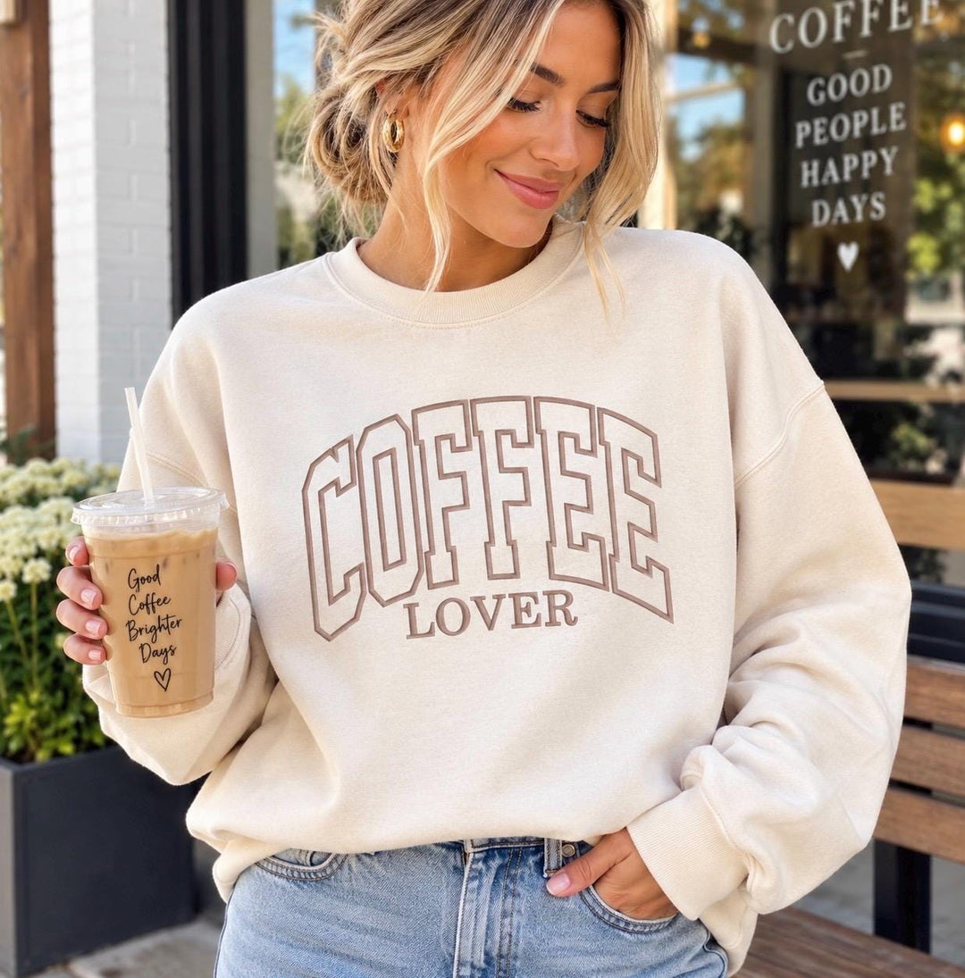 Morning Cafe Club Coffee Embroidered Sweatshirt