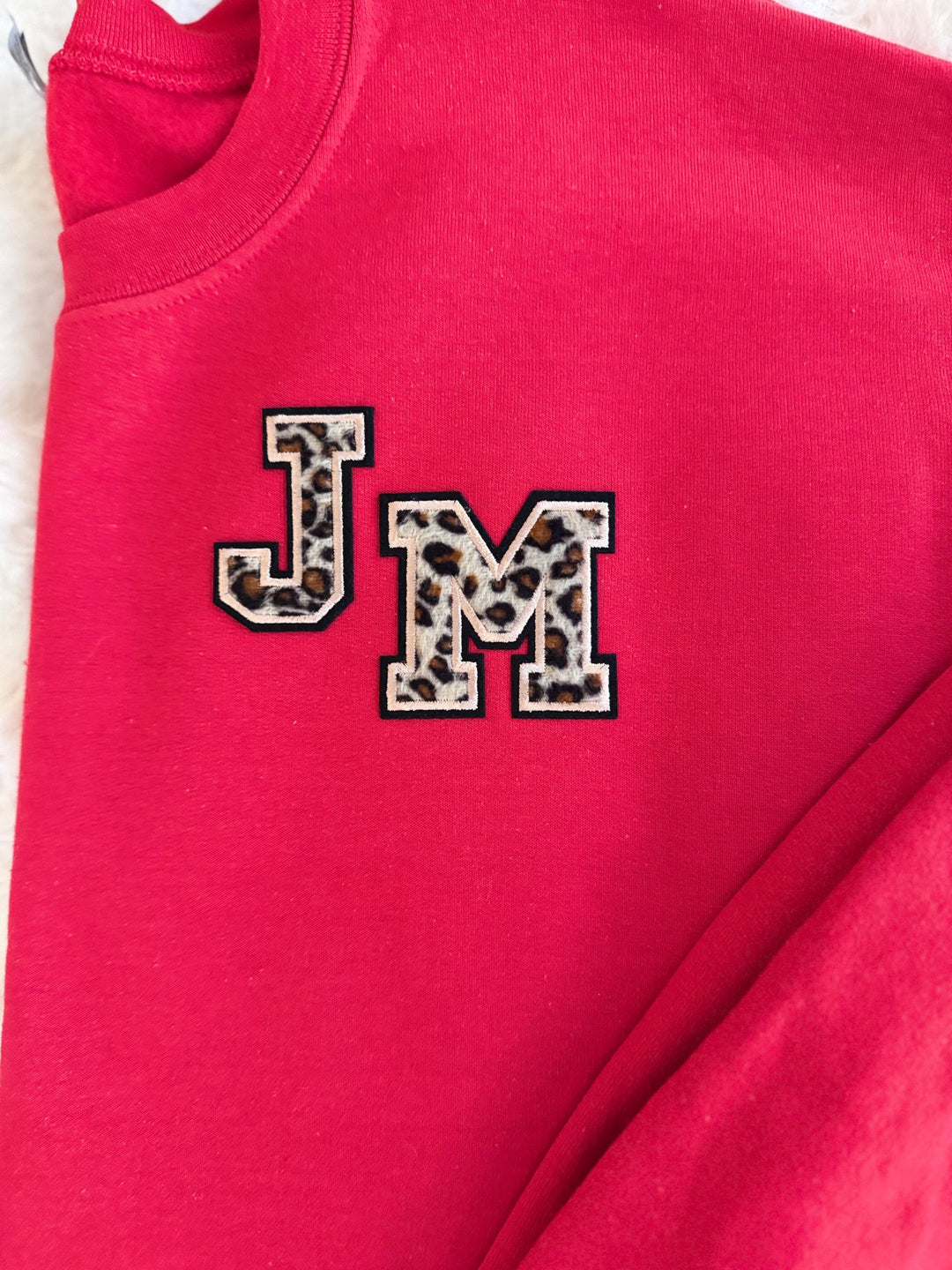 Personalized Leopard Monogram Sweatshirt | Chenille Initial Crewneck