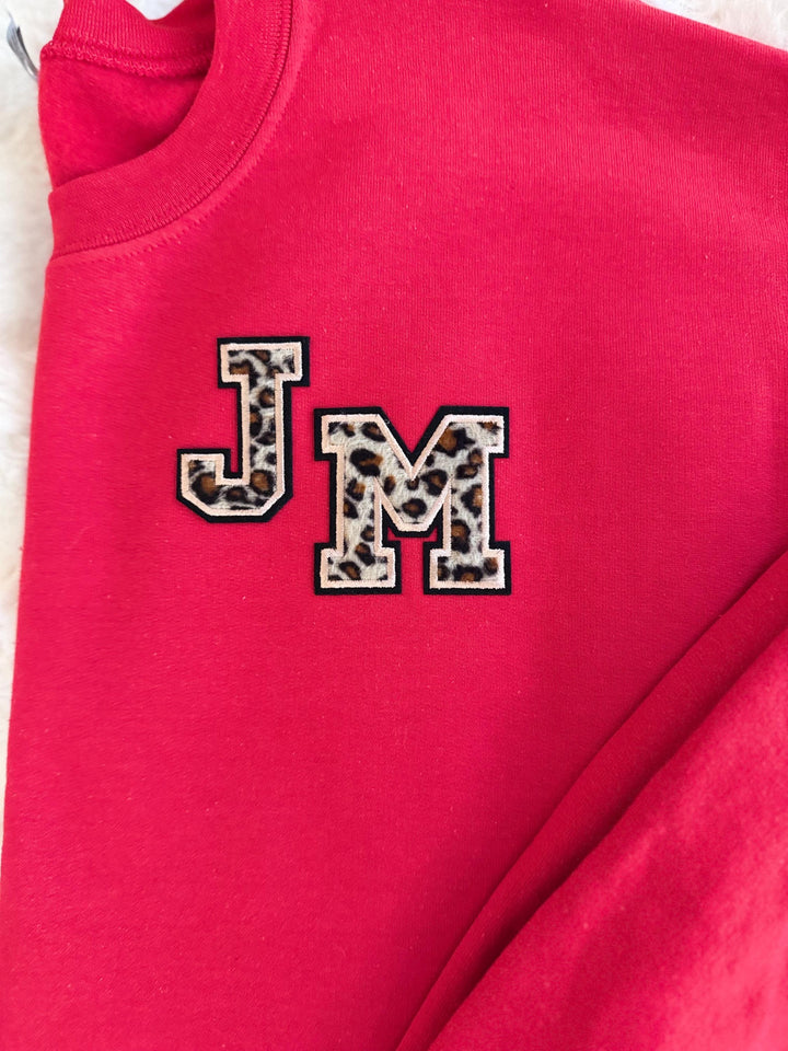 Personalized Leopard Monogram Sweatshirt | Chenille Initial Crewneck