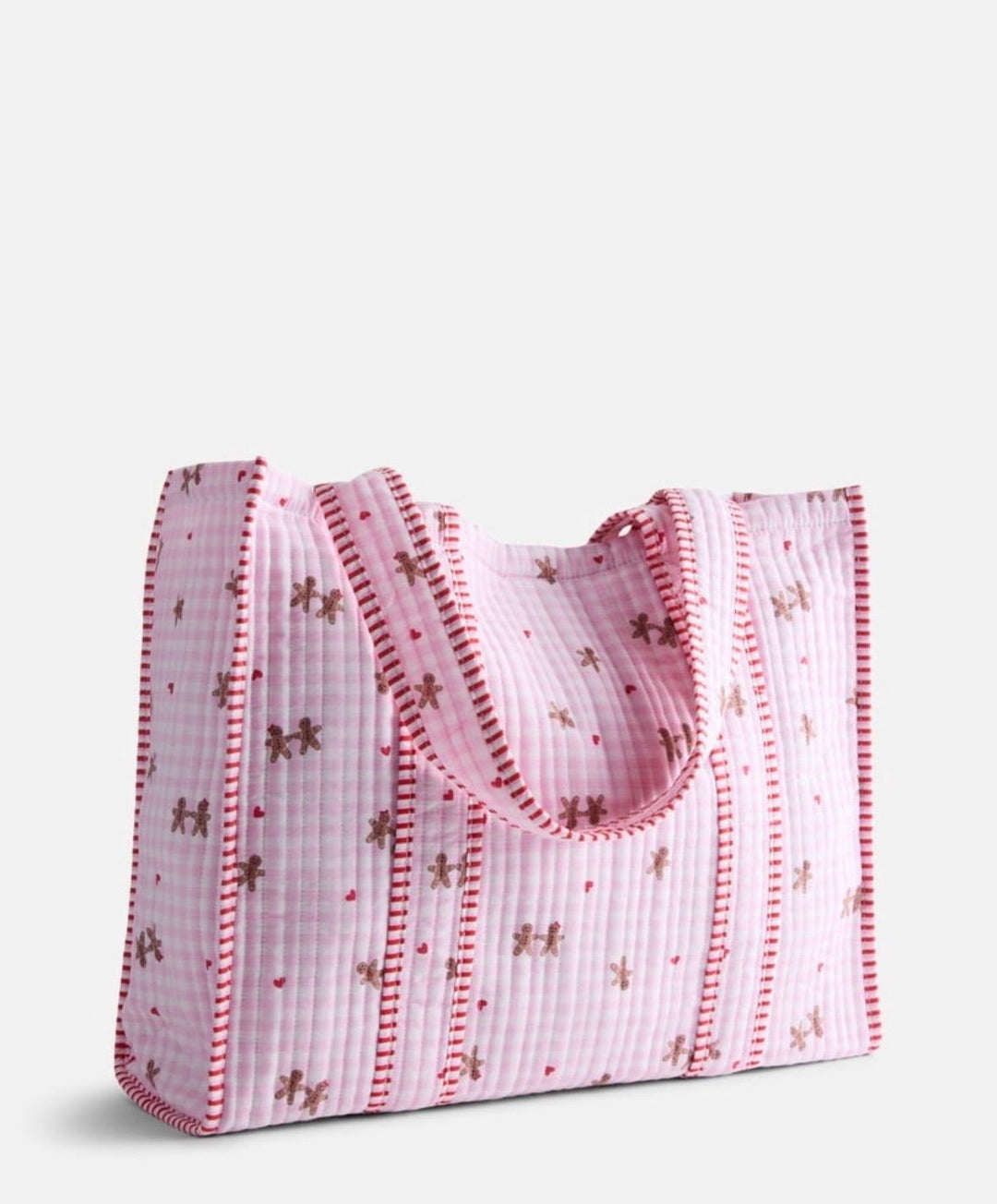 Monogram Christmas Tote Bag, Personalized Christmas Tote, Quilted Tote Bag for Women, Personalized Christmas Gift for Her