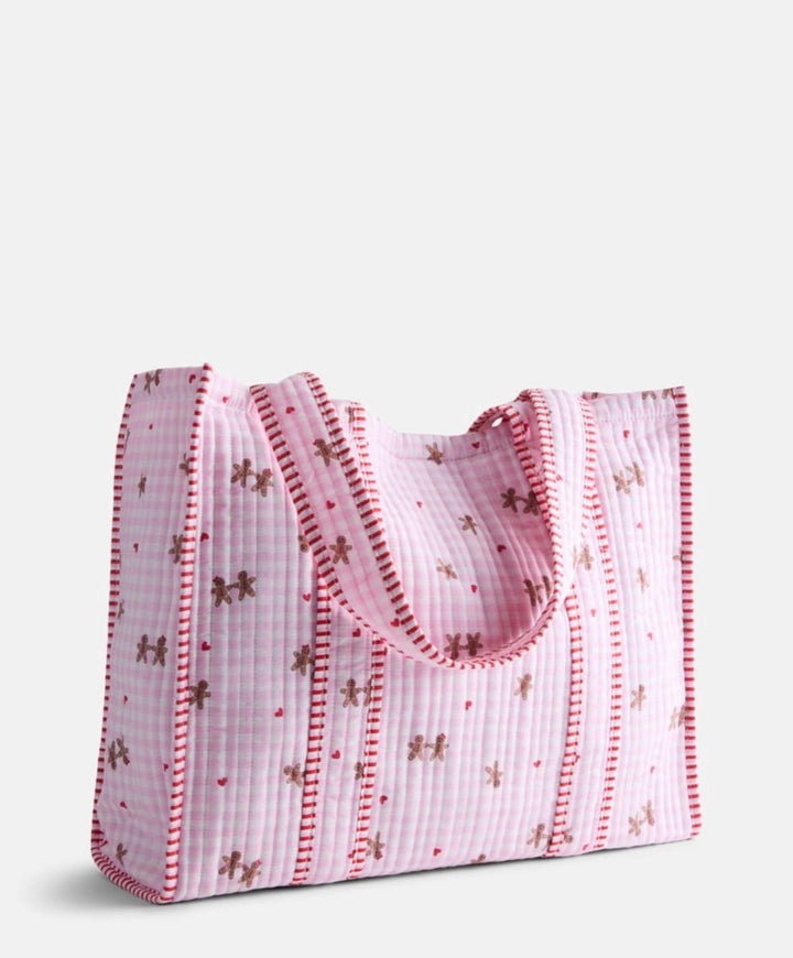 Monogram Christmas Tote Bag, Personalized Christmas Tote, Quilted Tote Bag for Women, Personalized Christmas Gift for Her