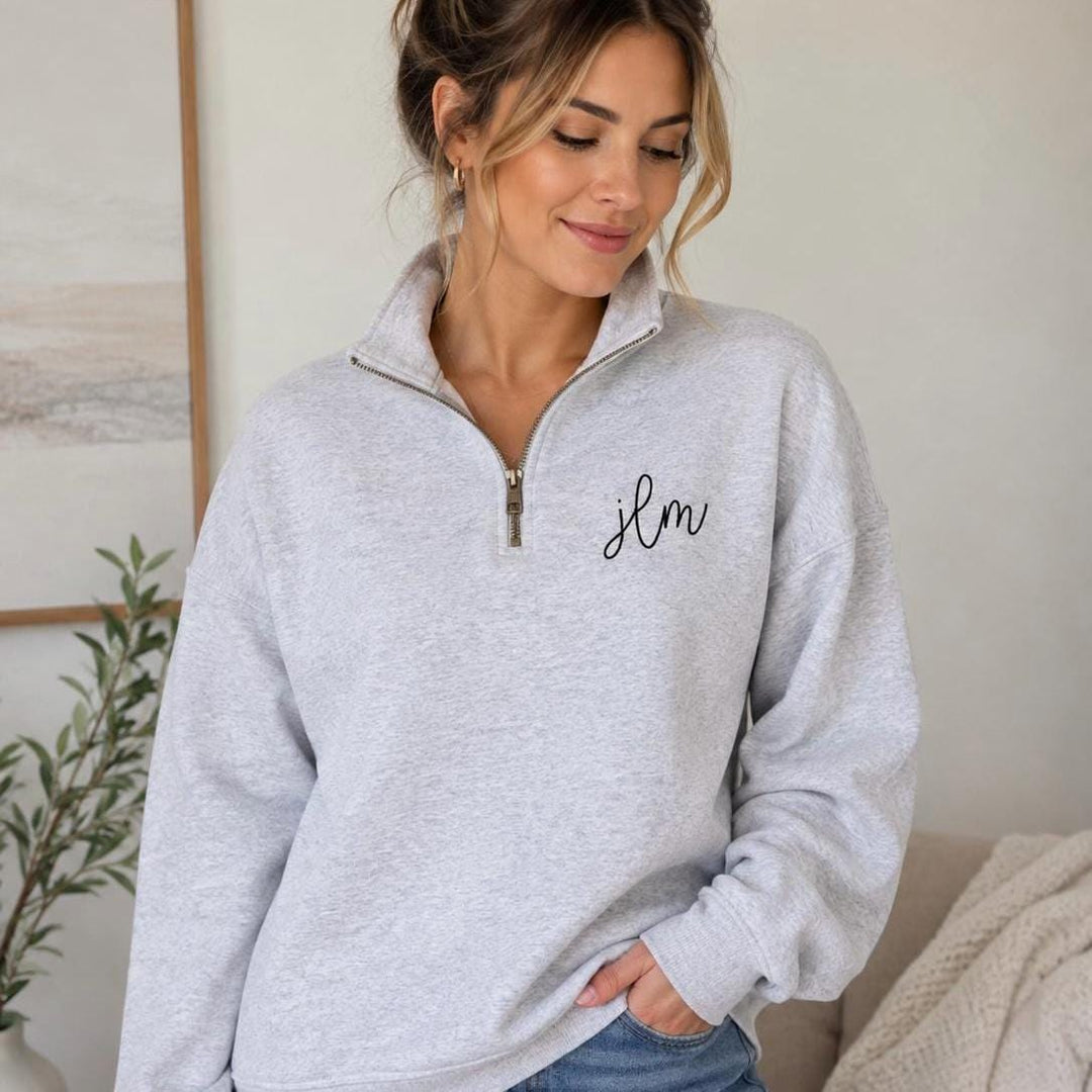 Monogram Quarter-Zip Pullover Women