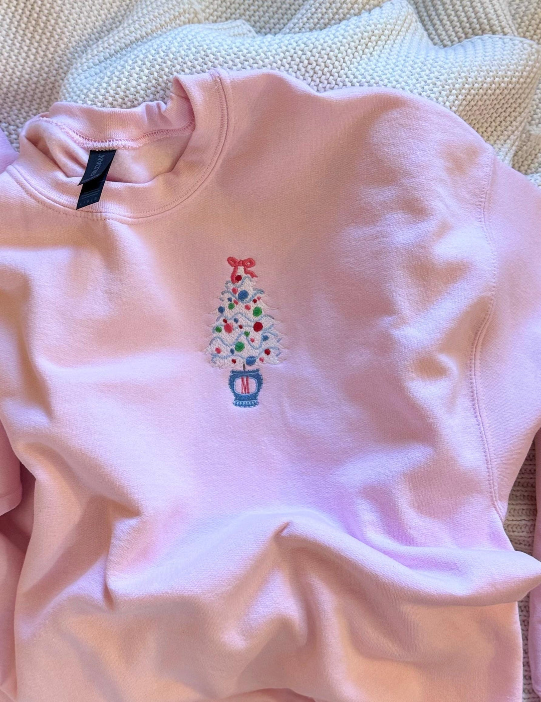 Monogram Christmas Sweatshirt - Personalized Christmas Tree for Women