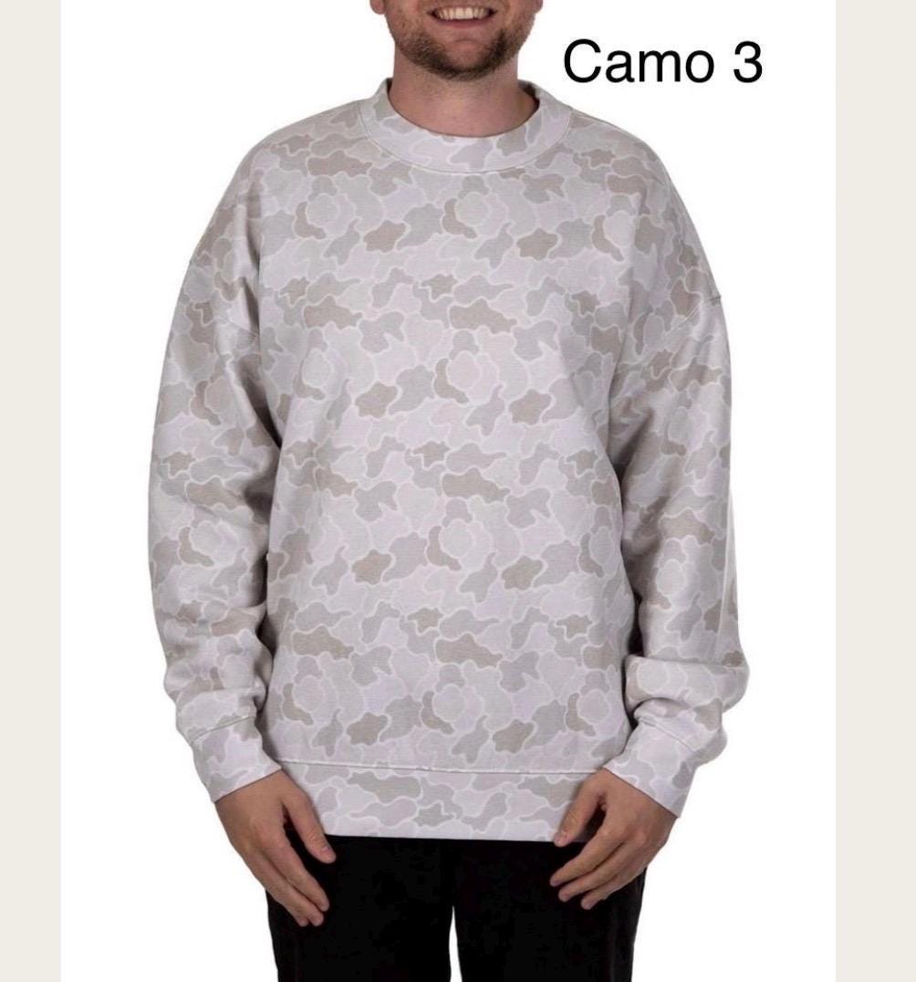 Monogram Camo Sweatshirt for Women, Embroidered Initial Crewneck