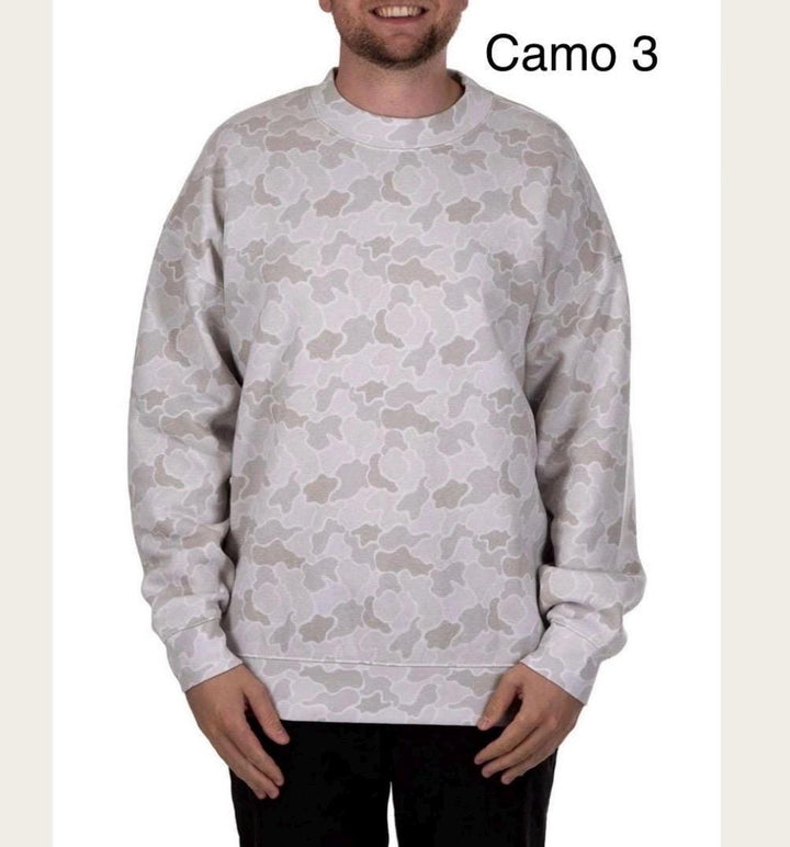 Monogram Camo Sweatshirt for Women, Embroidered Initial Crewneck