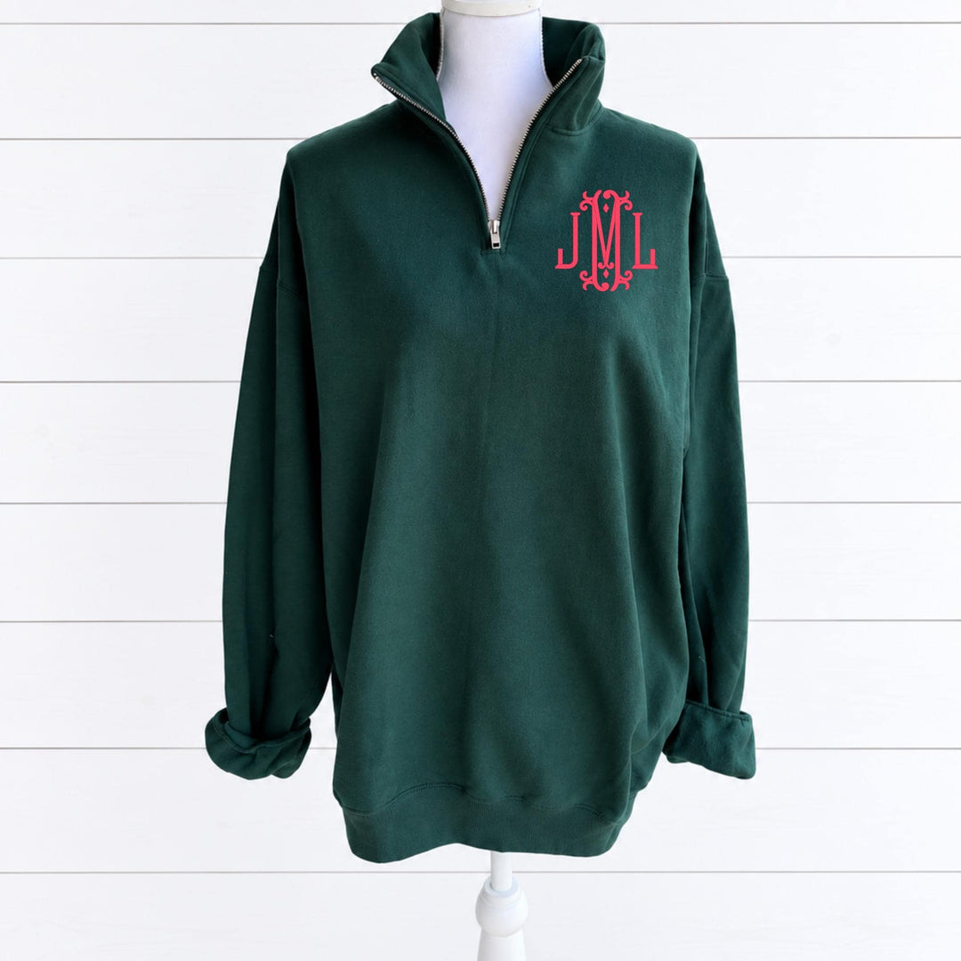 Monogram Quarter Zip Sweatshirt, Personalized Embroidered Pullover for Women, Custom Initial Quarter Zip, Monogrammed Gift for Her