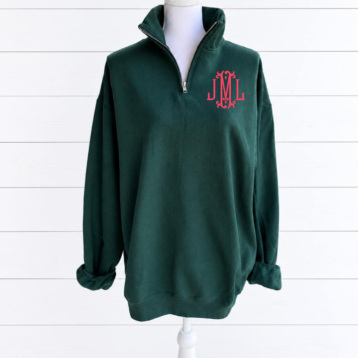 Monogram Quarter Zip Sweatshirt, Personalized Embroidered Pullover for Women, Custom Initial Quarter Zip, Monogrammed Gift for Her
