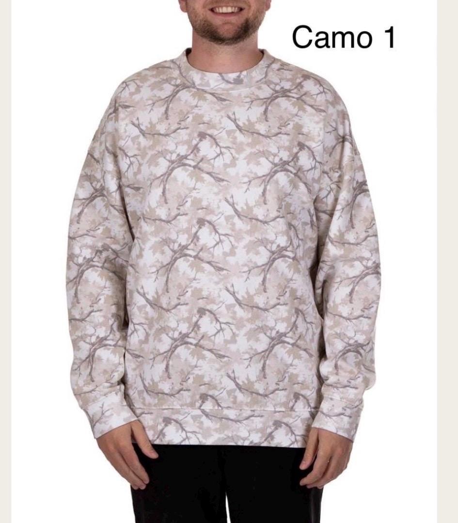 Monogram Camo Sweatshirt for Women, Embroidered Initial Crewneck