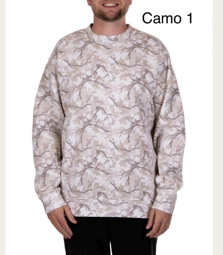 Monogram Camo Sweatshirt for Women, Embroidered Initial Crewneck