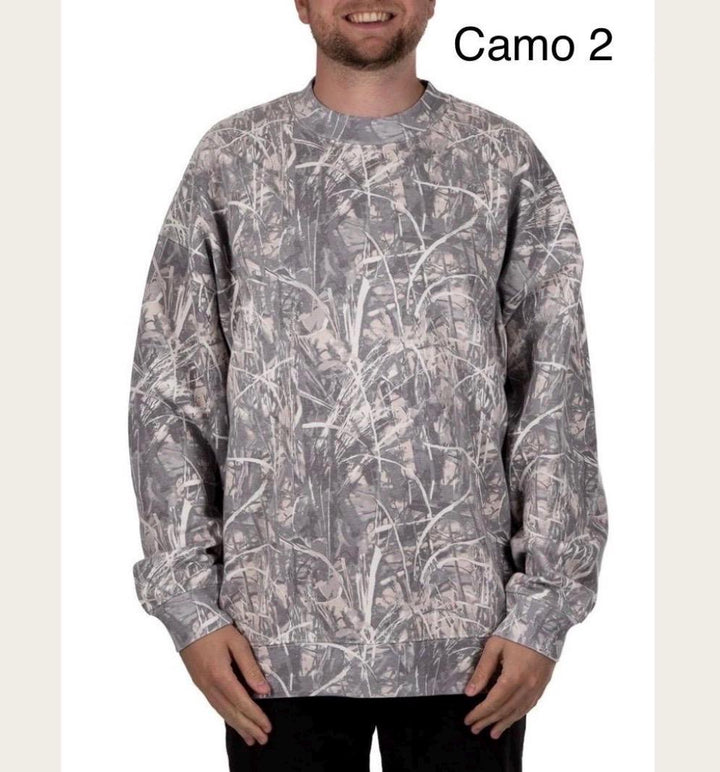 Monogram Camo Sweatshirt for Women, Embroidered Initial Crewneck