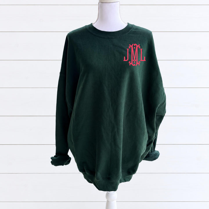 Monogram Sweatshirt for Women, Personalized Embroidered Crewneck, Fancy Initial Pullover, Custom Monogram Gift for Her